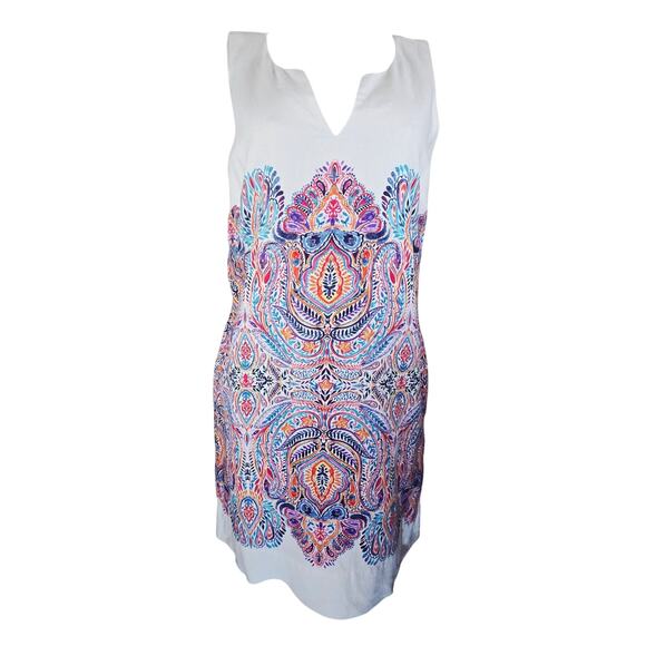 Tommy Bahama Pasley Floral Design Lined Linen Summer Vacation Women's Dress M - Picture 1 of 5